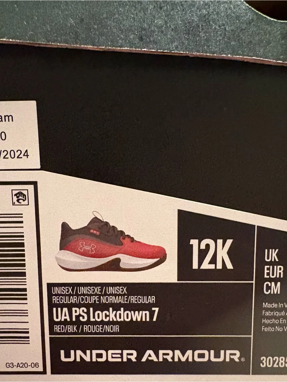 Under Armour UA Lockdown 7 Youth little Kid Basketball Shoe Black Red 11 12 13